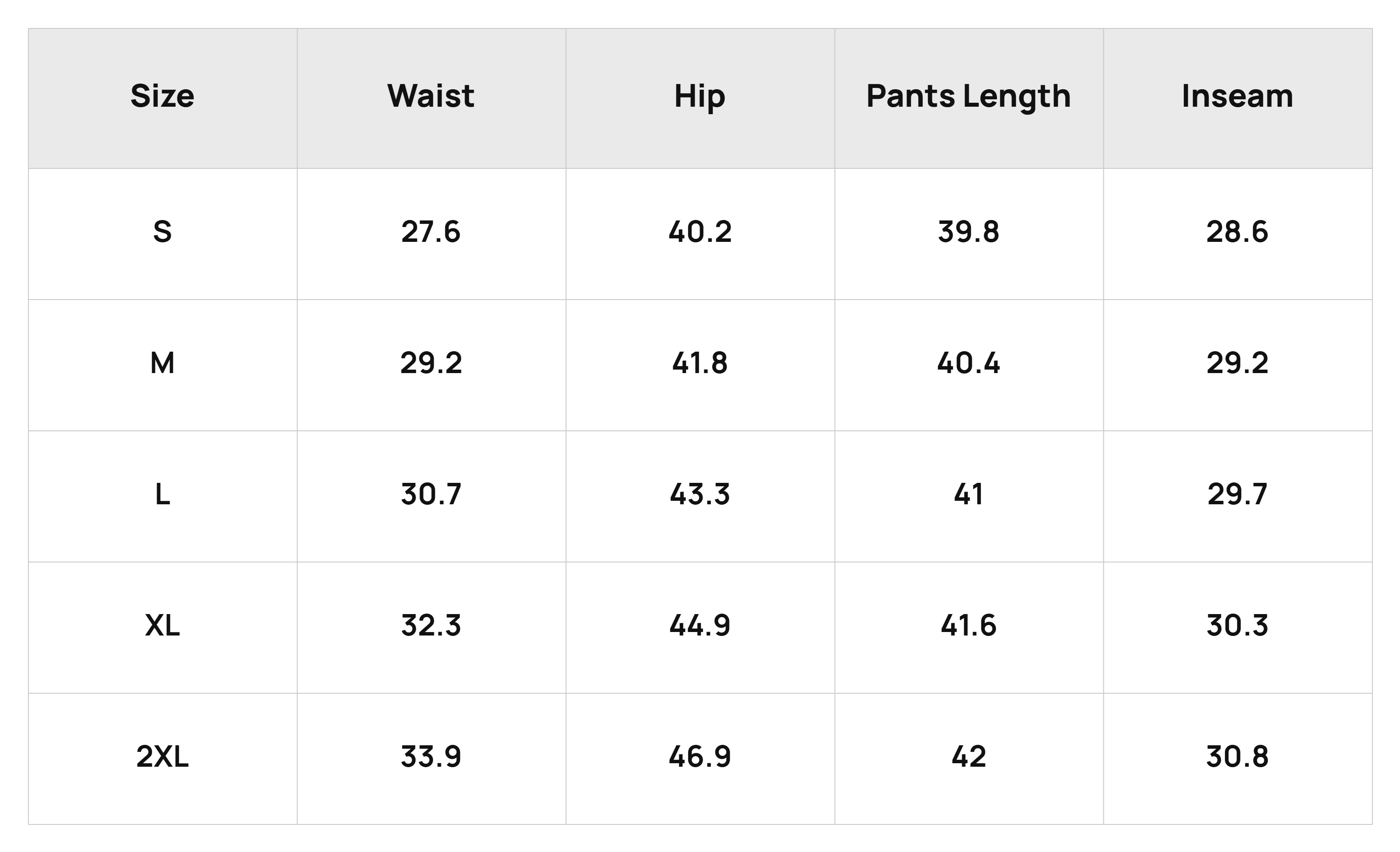 Size Chart