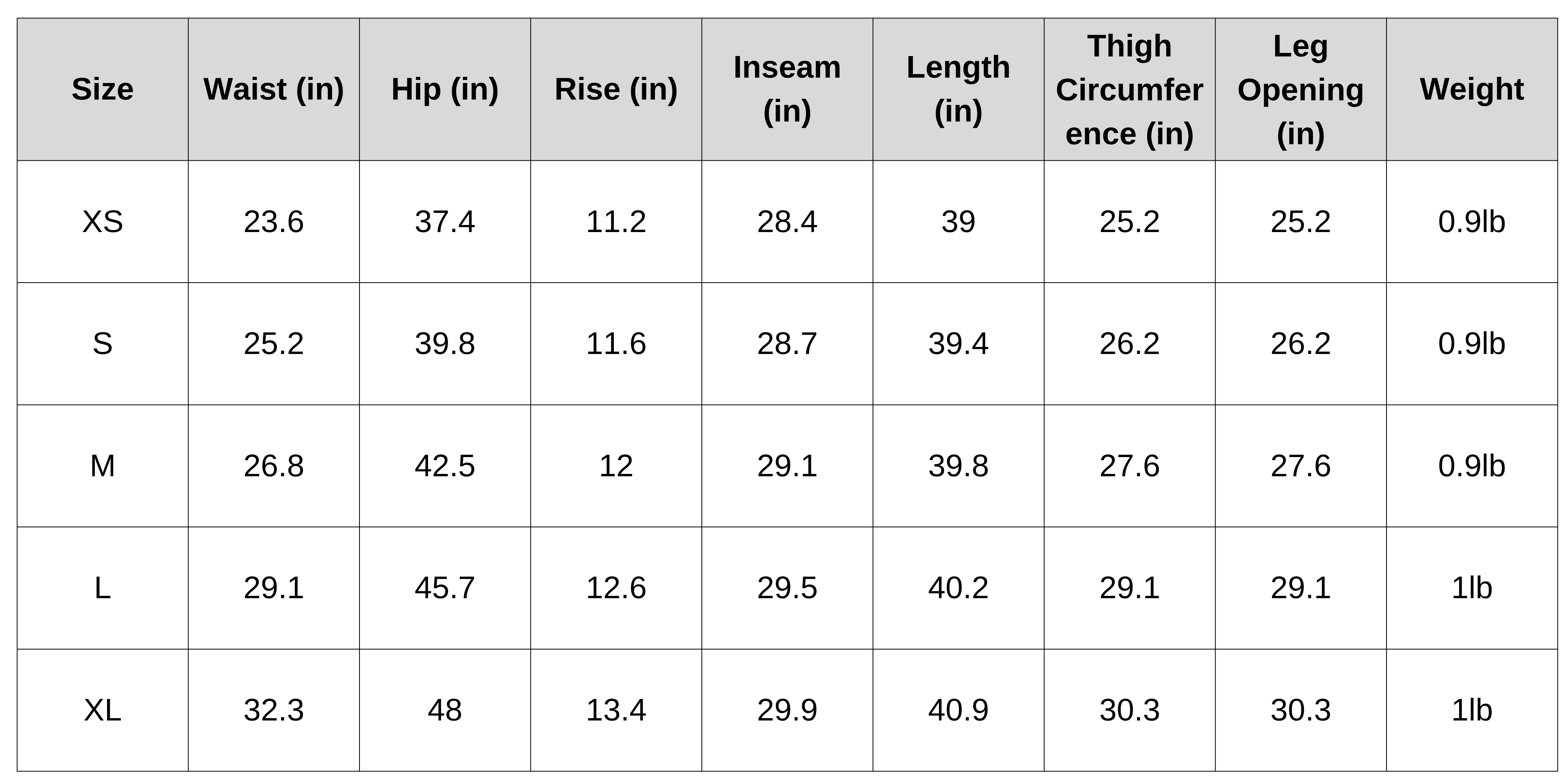 Size Chart