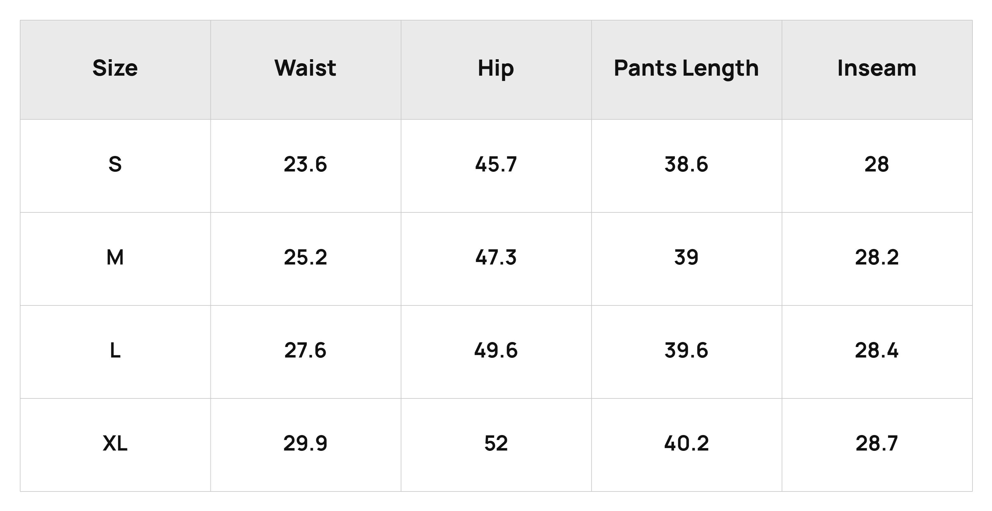 Size Chart