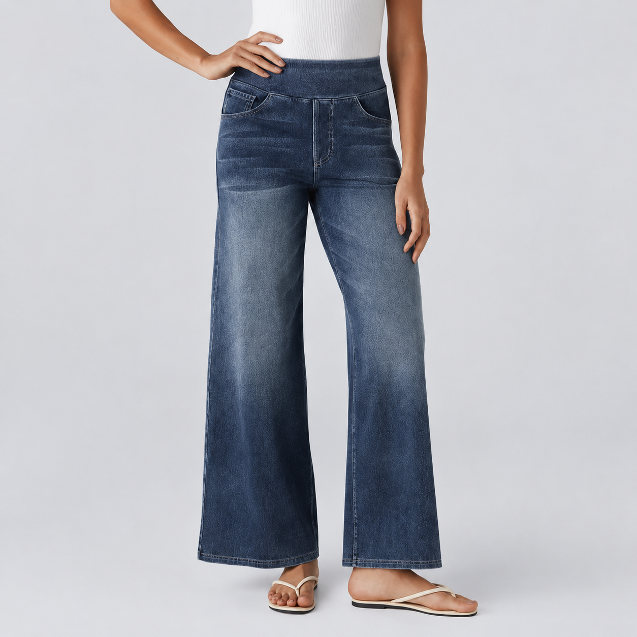 Baggy Casual Wide Washed Jeans With Pockets For Women