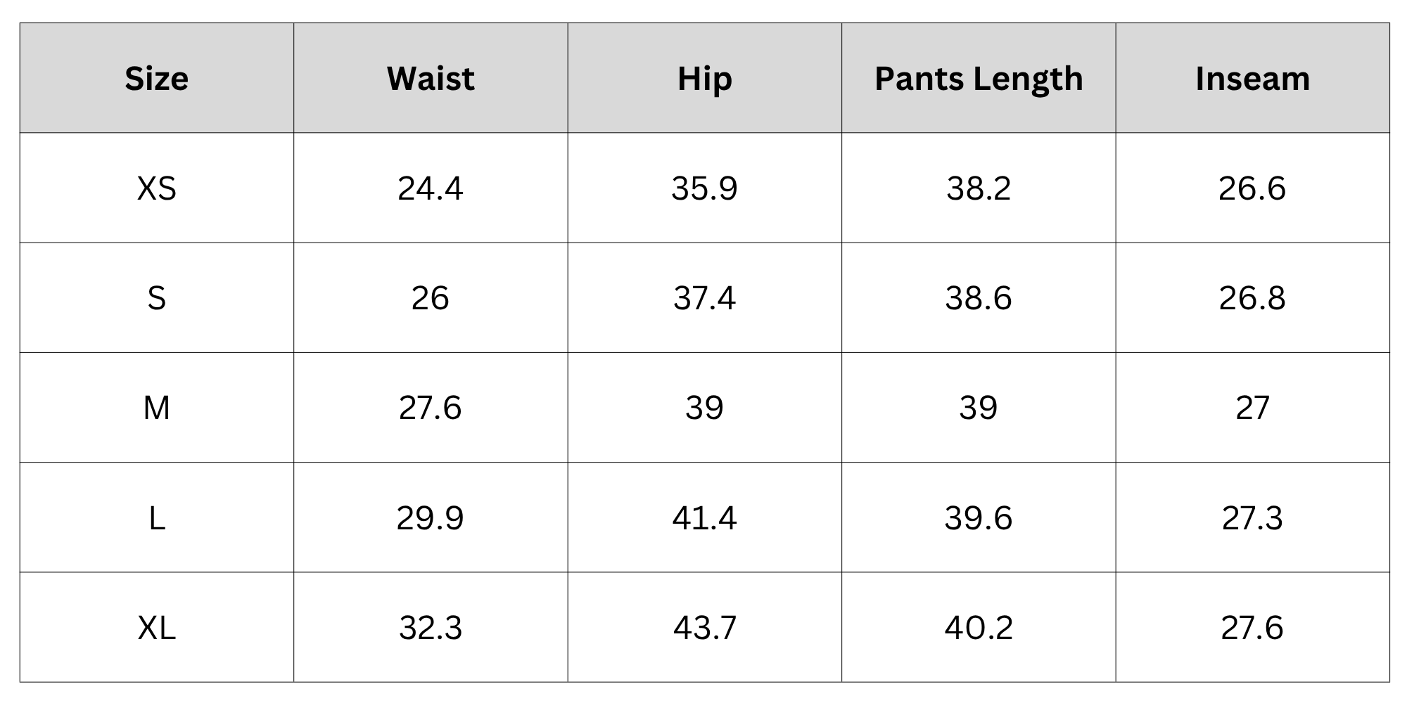 Size Chart