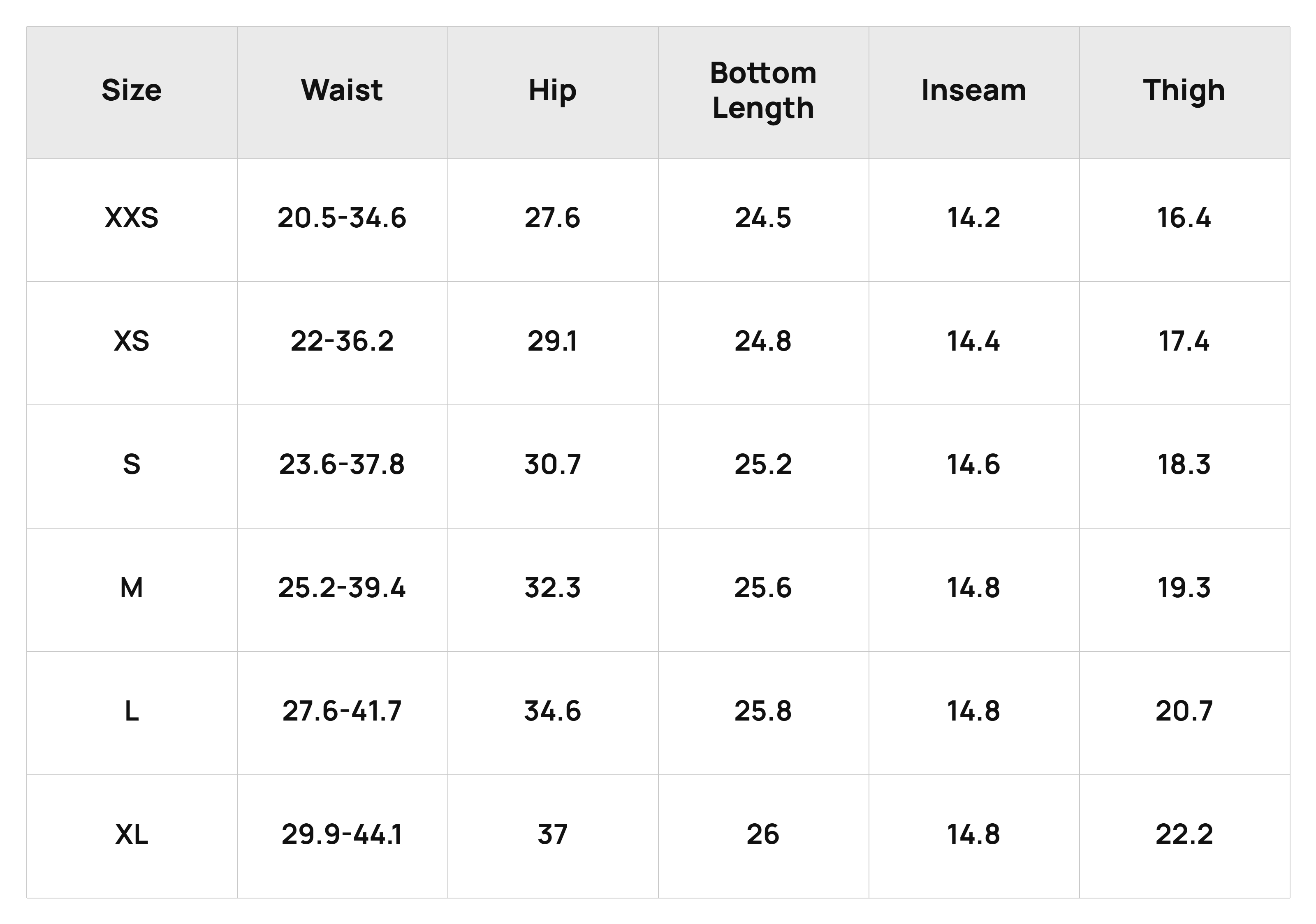 Size Chart