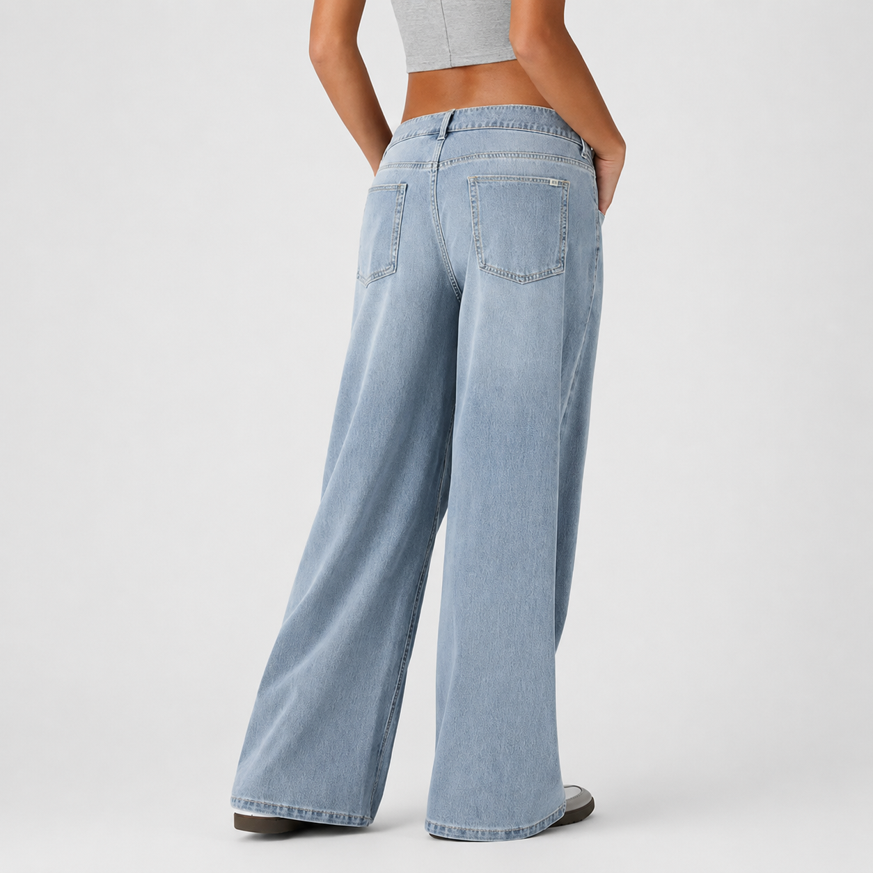 Asymmetric Low Rise Baggy Wide Casual Jeans With Pockets For Women
