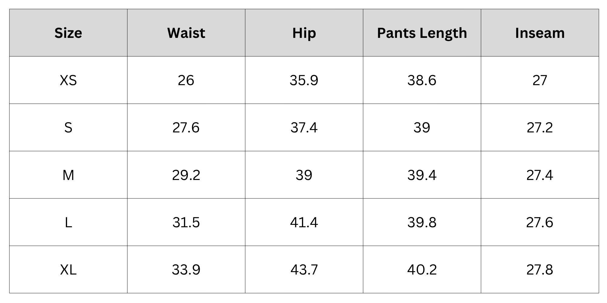 Size Chart