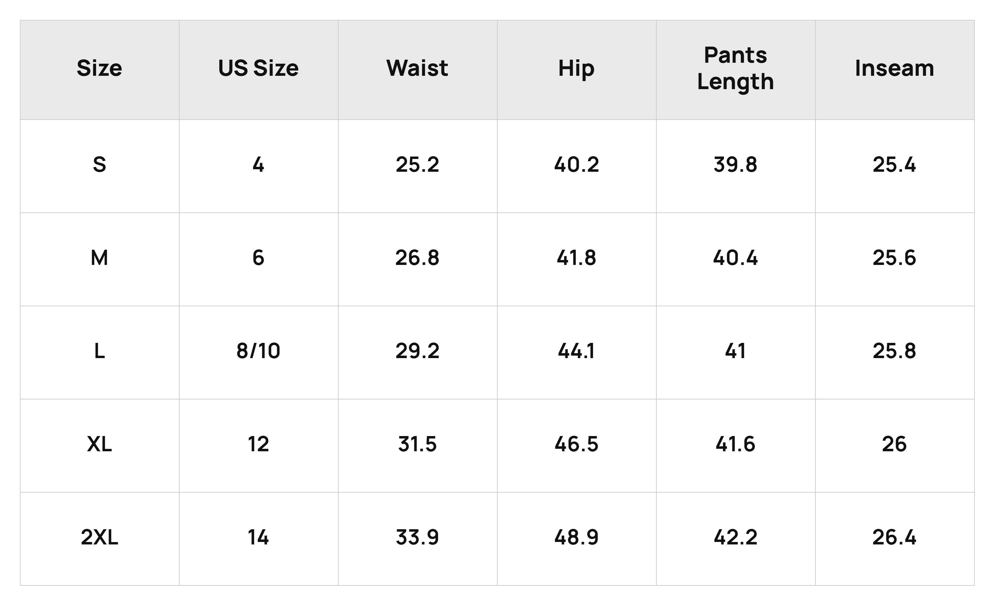 Size Chart