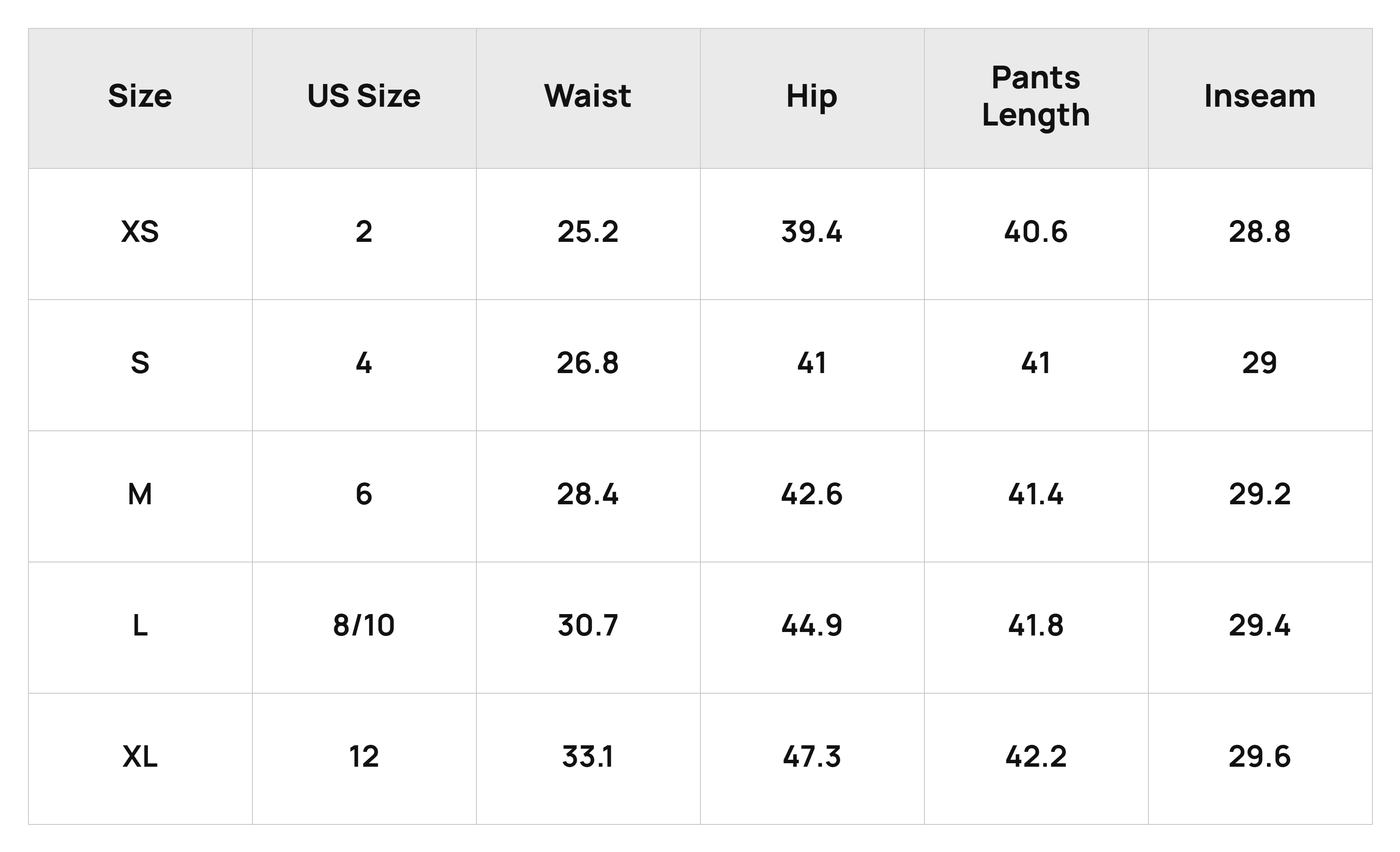 Size Chart