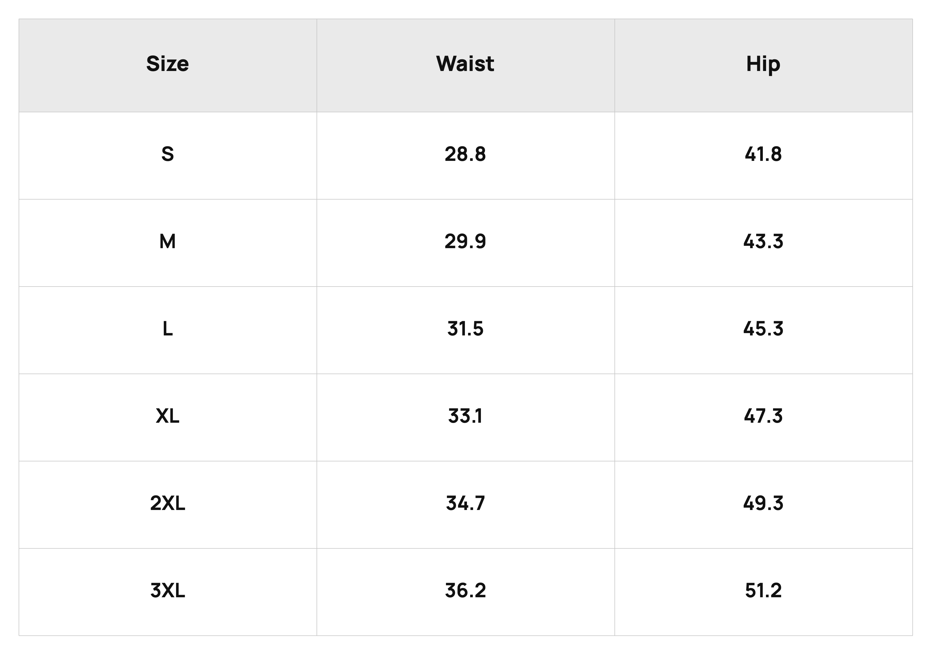 Size Chart