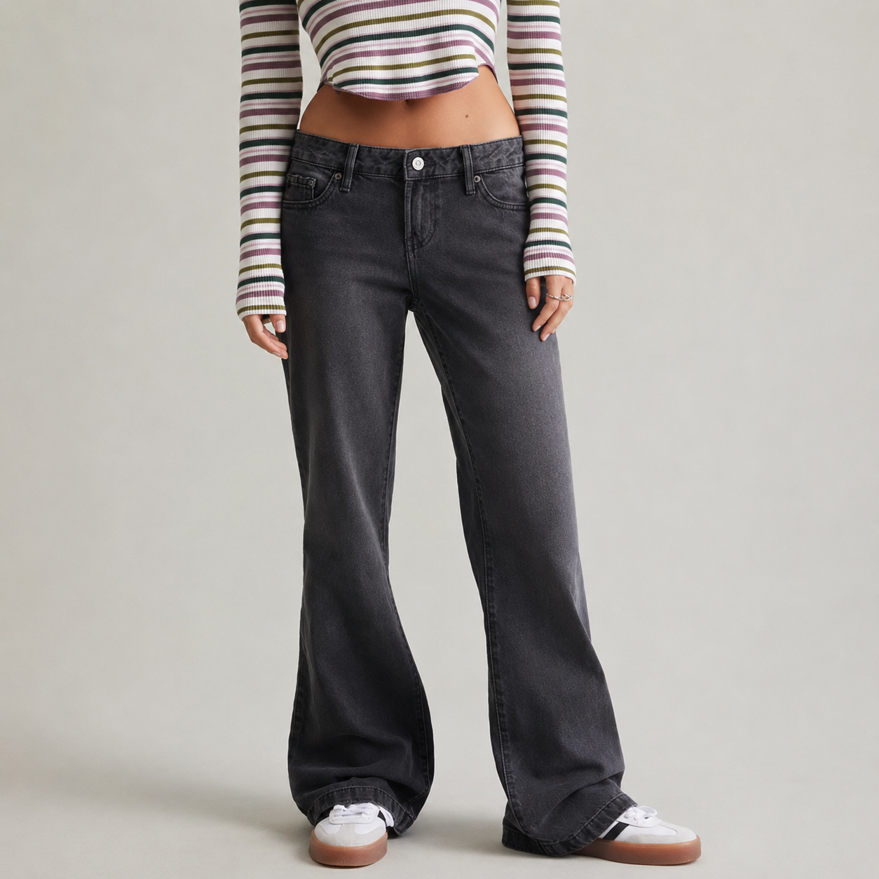 Jade Low Rise Bootcut Faded Jeans For Women