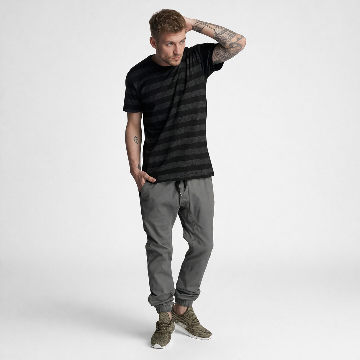 Twill Jogger Pants With Stretch Comfort And Ribbed Hem For Men
