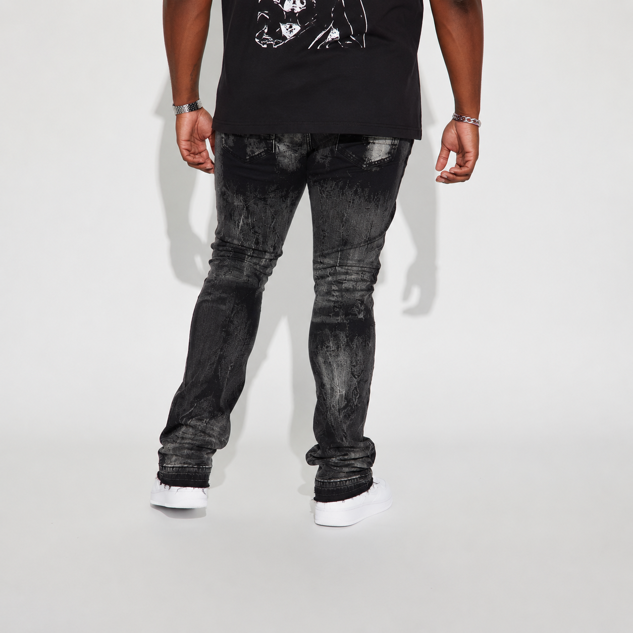 Stacked Slim Fit Daily Wear Casual Flare Jeans For Men
