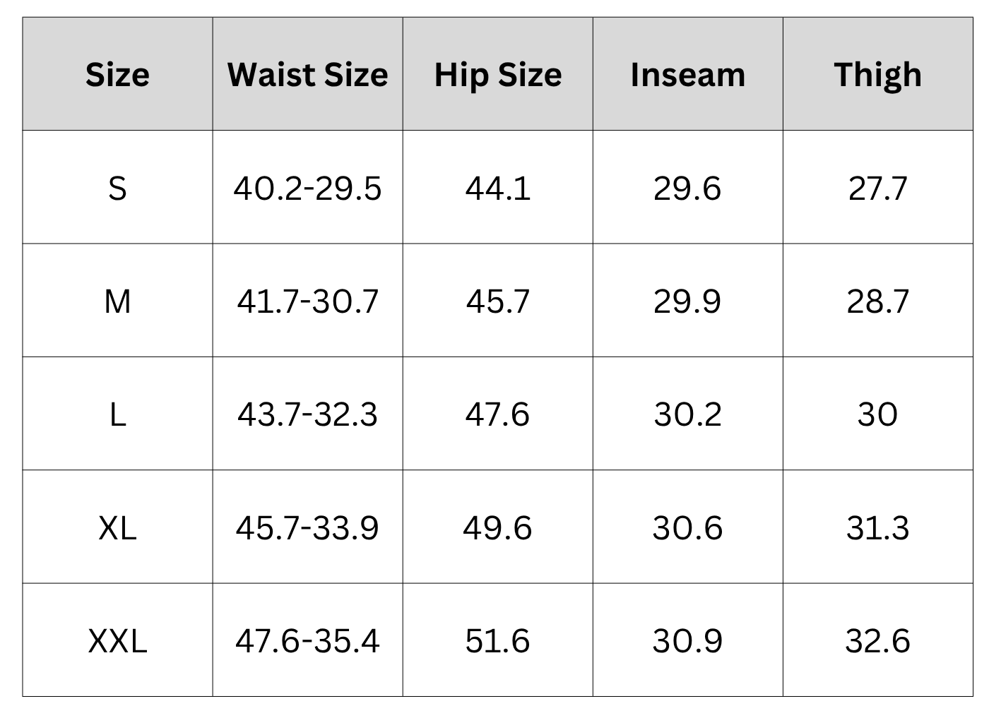 Size Chart