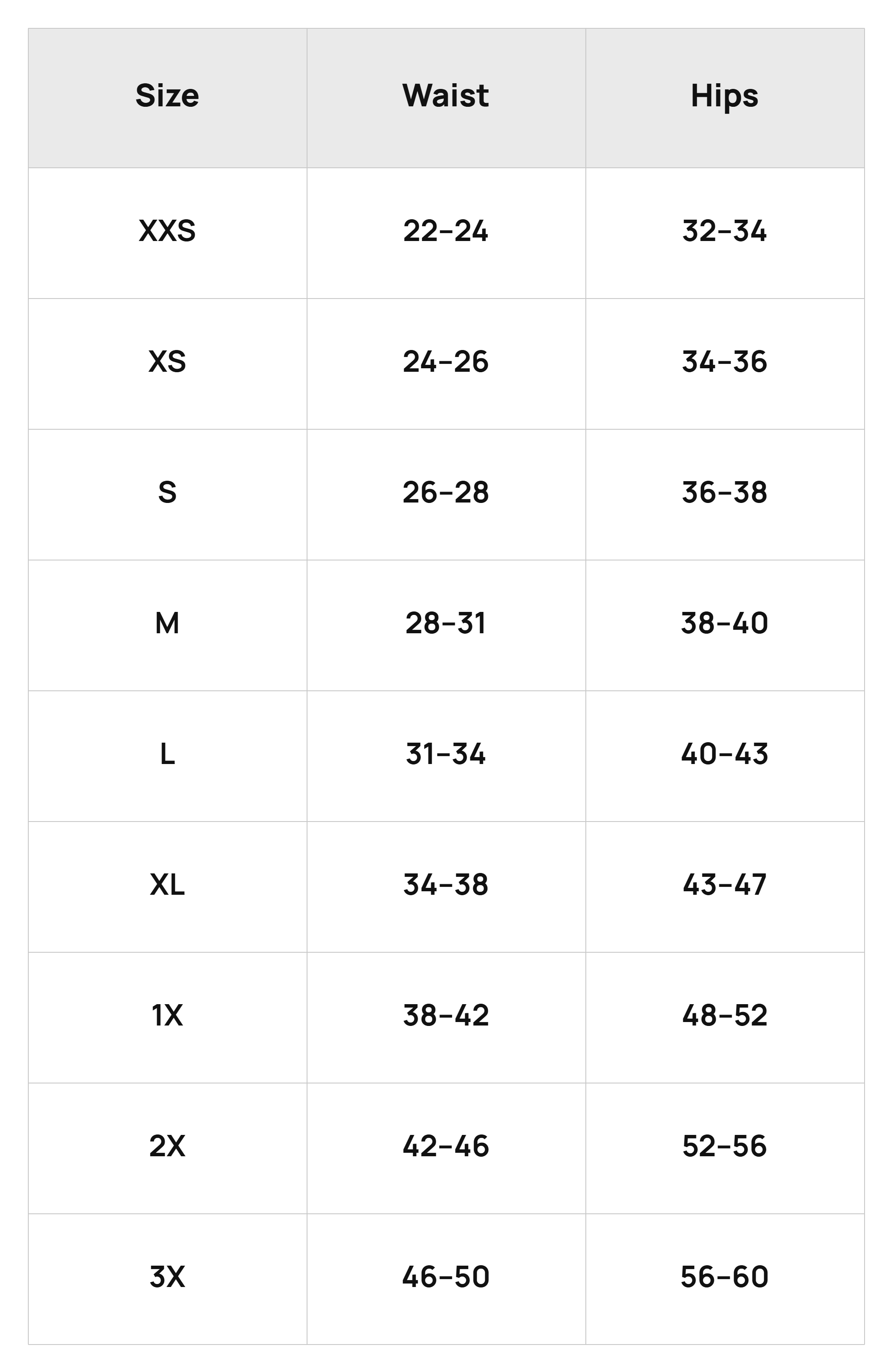 Size Chart