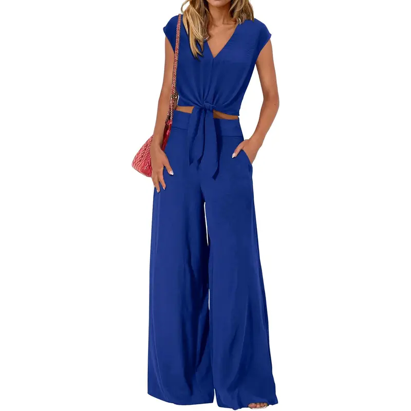 Summer 2 Piece Wide Pant Set for Women