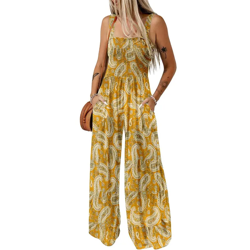 Summer 2 Piece Wide Pant Set for WomenCasual Loose Sleeveless Printed Jumpsuit For Women - Image 11