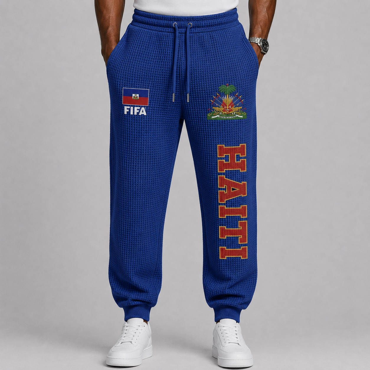 FIFA 2026 Haiti Printed Waffle Football Fan Pants