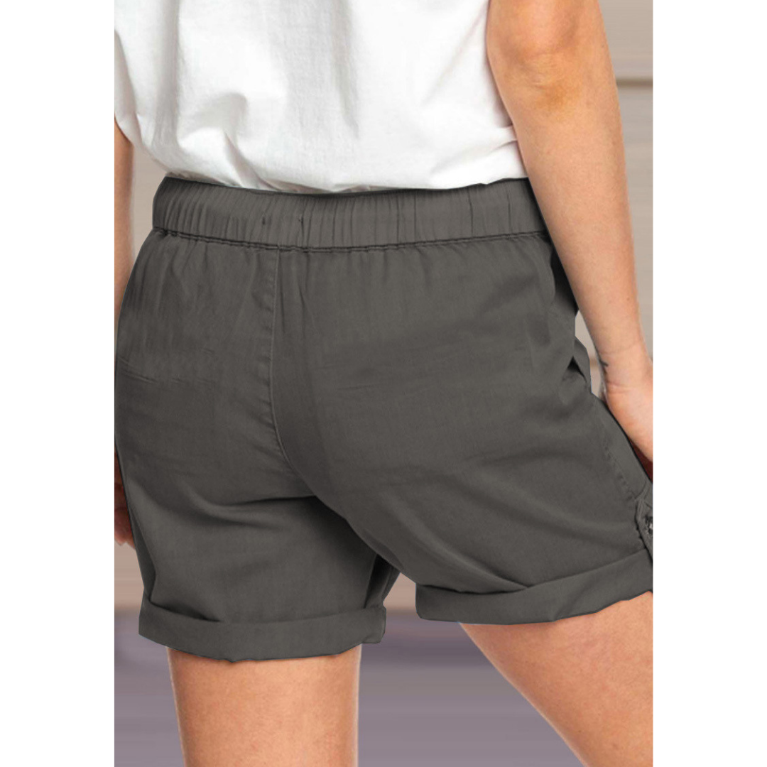 Solid Color Straight Leg Casual Shorts-My Comfy Pant