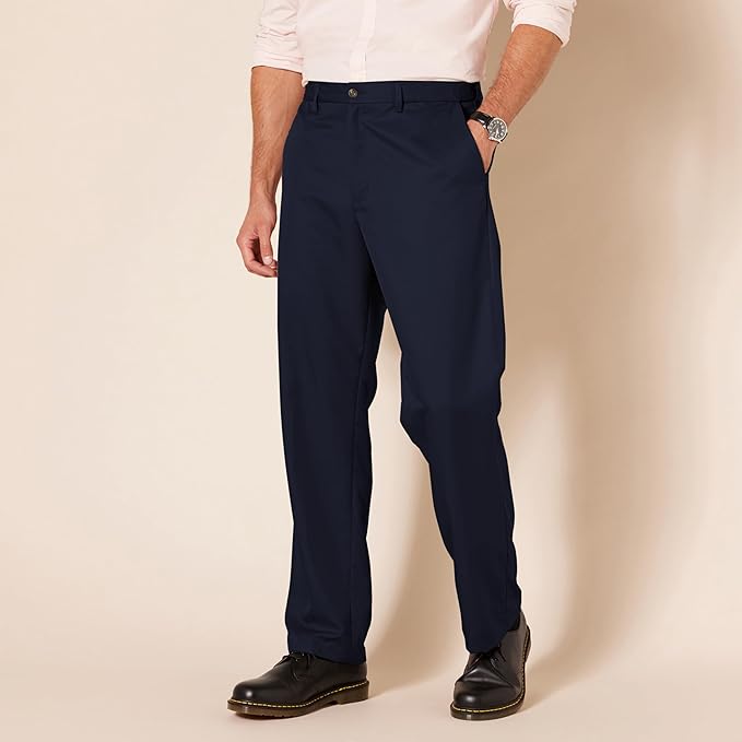 Classic Fit Flat Front Dress Pants for Men