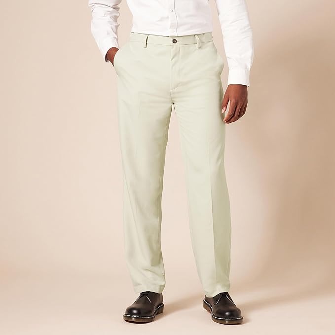 Classic Fit Flat Front Dress Pants for Men