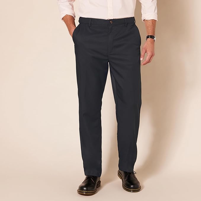 Classic Fit Flat Front Dress Pants for Men
