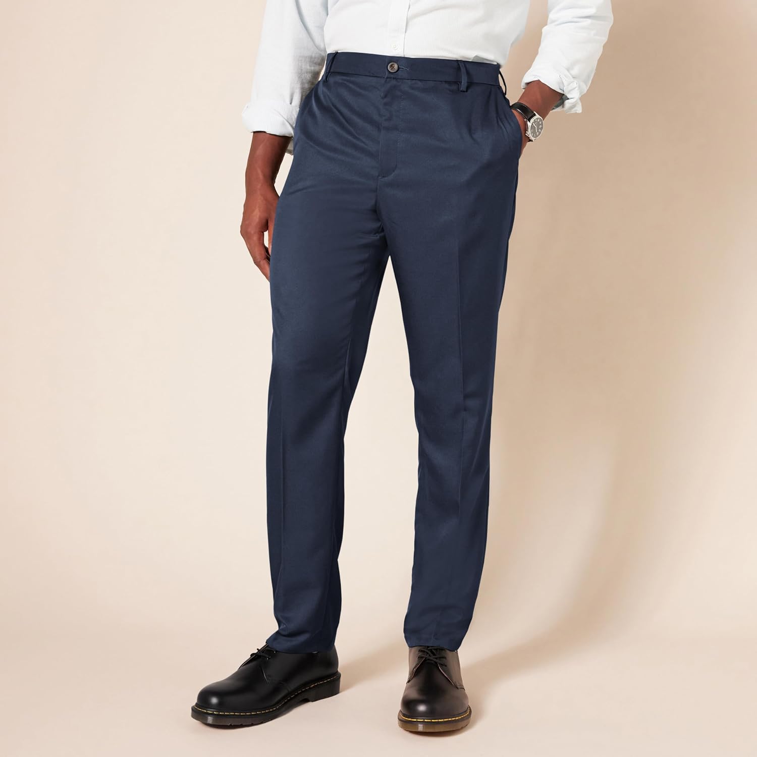 Slim Fit Flat Front Dress Pants for Men