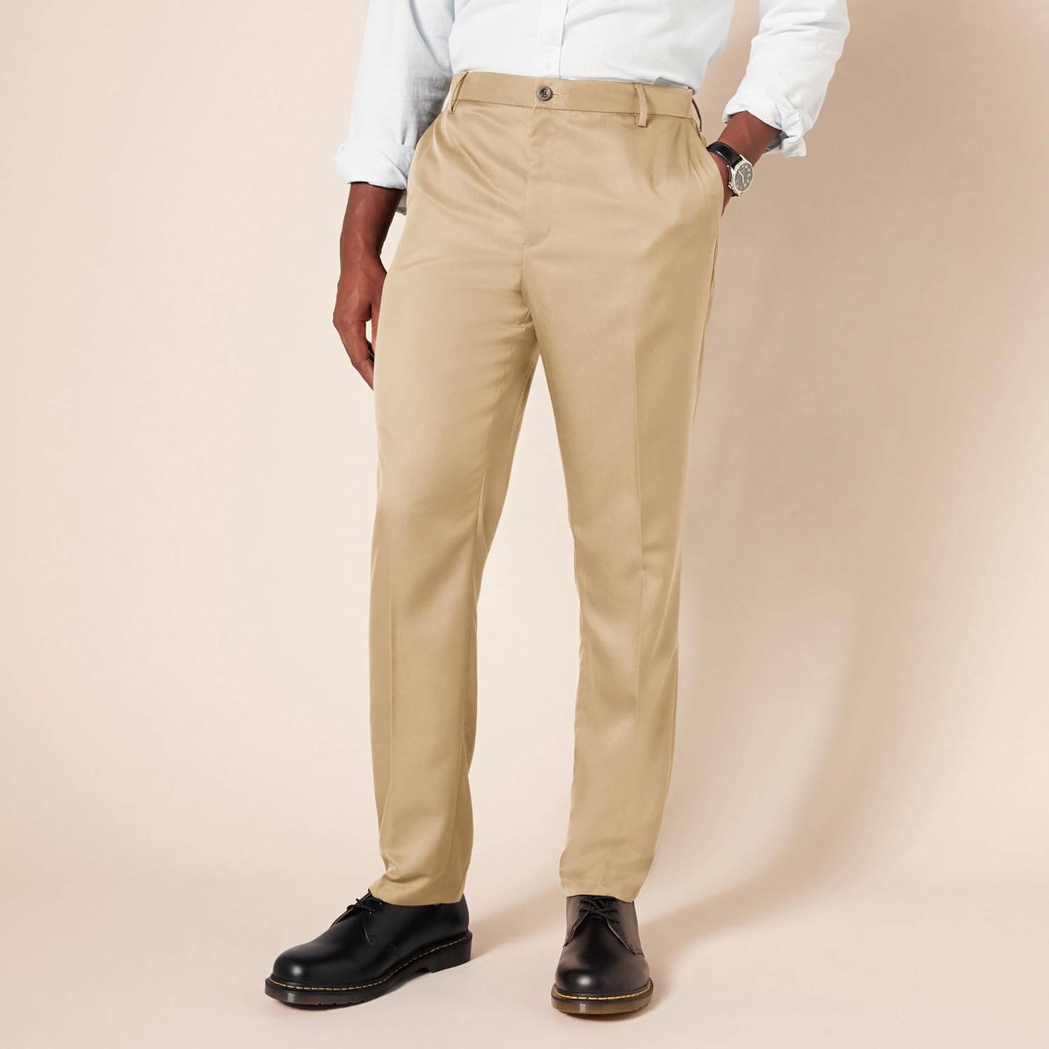 Slim Fit Flat Front Dress Pants for Men