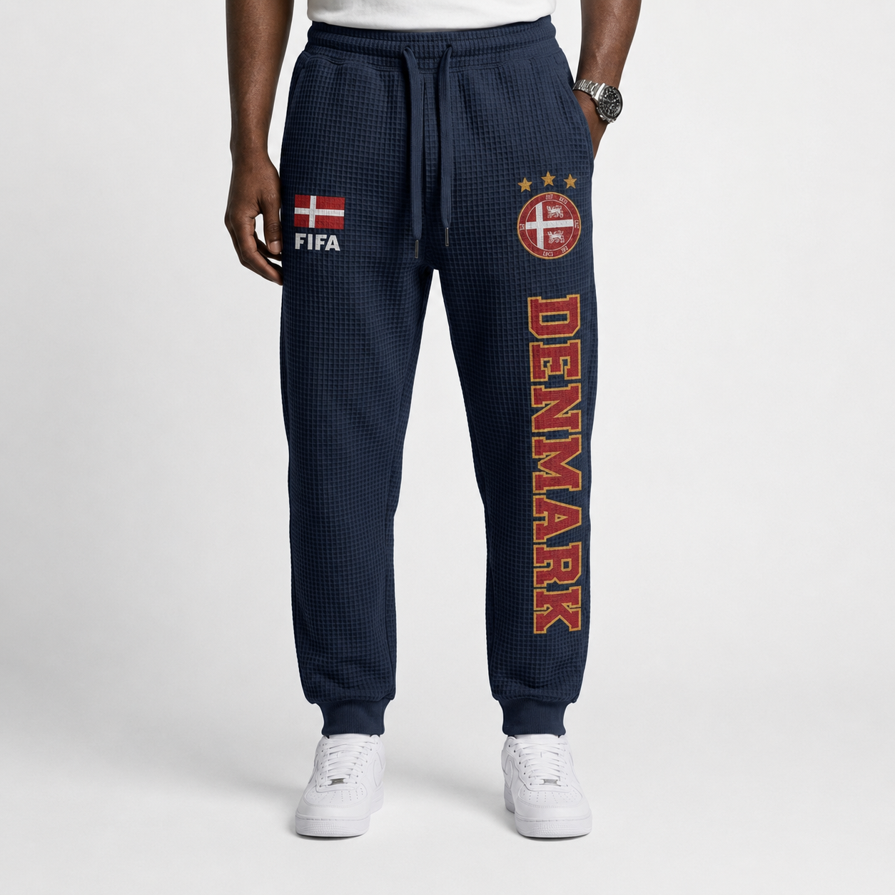 FIFA 2026 Denmark Printed Waffle Football Fan Pants