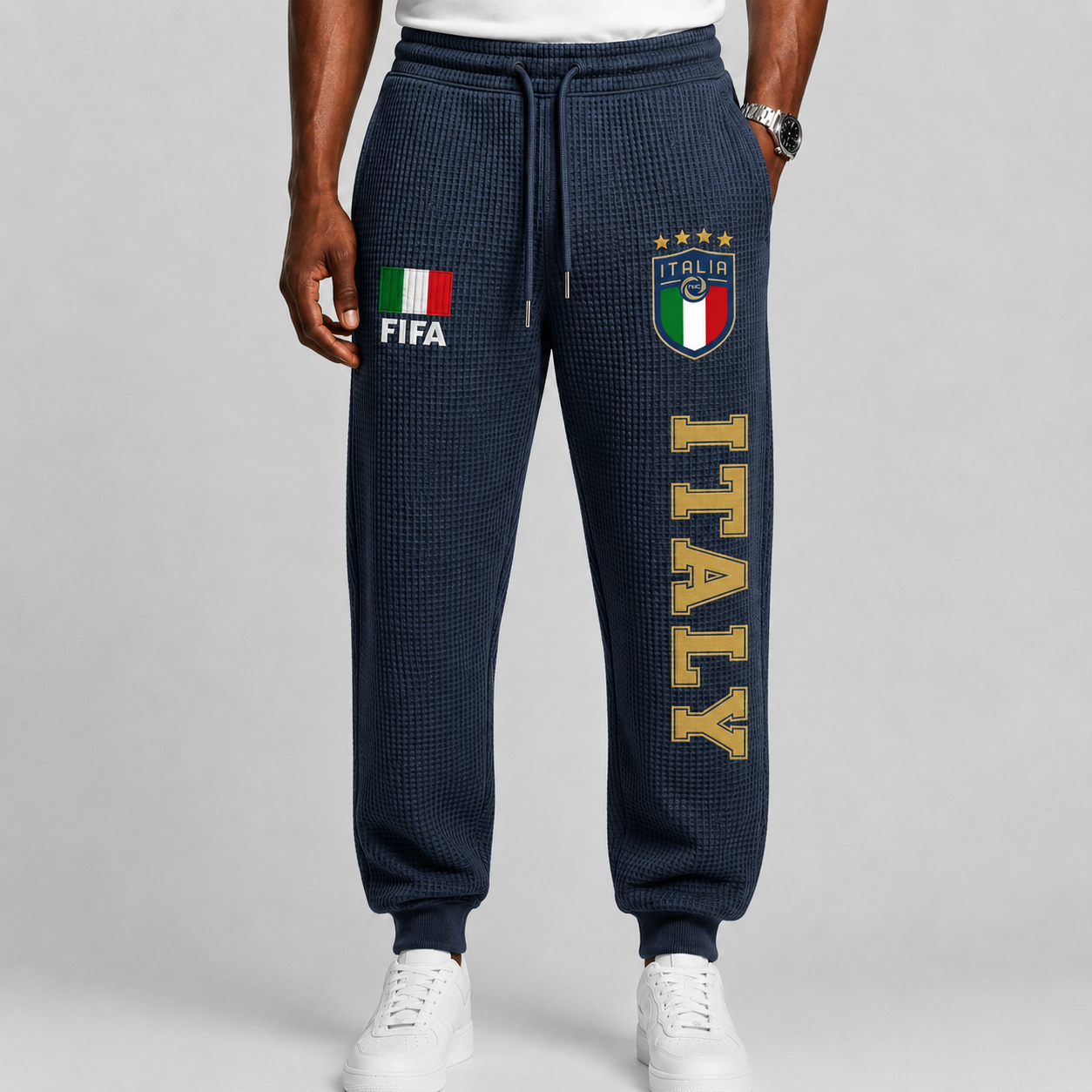 FIFA 2026 Italy Printed Waffle Football Fan Pants