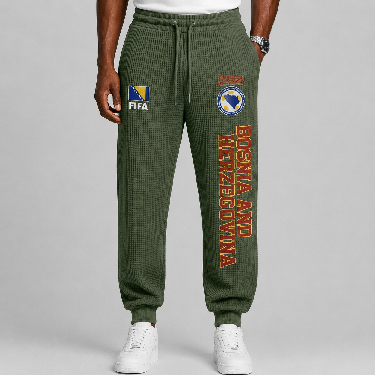 FIFA 2026 Bosnia and Herzegovina Printed Waffle Football Fan Pants