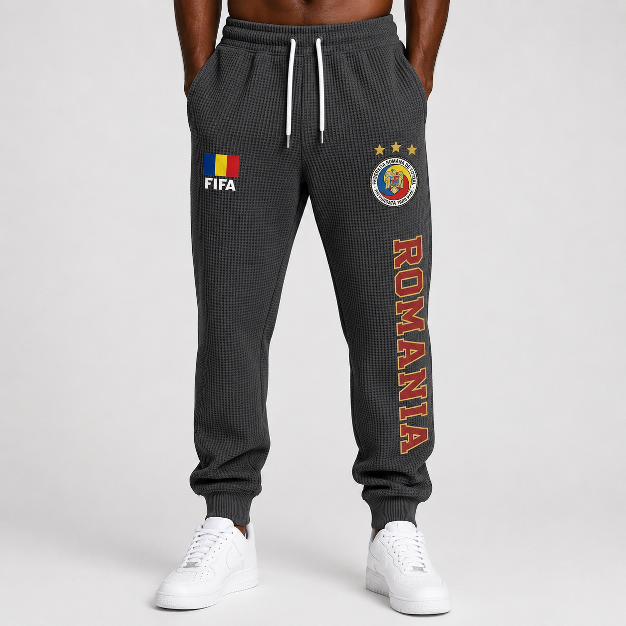 FIFA 2026 Romania Printed Waffle Football Fan Pants
