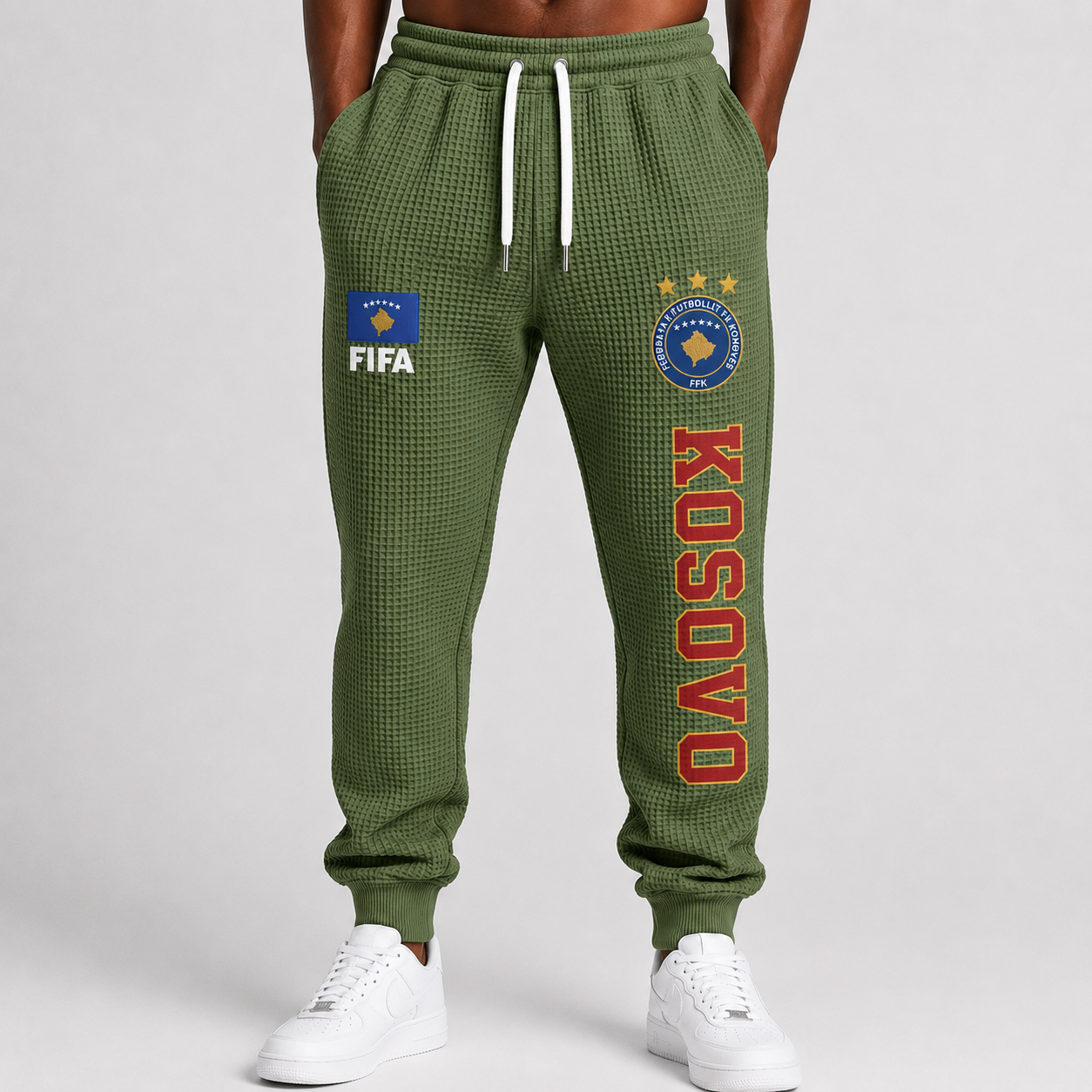 FIFA 2026 Kosovo Printed Waffle Football Fan Pants