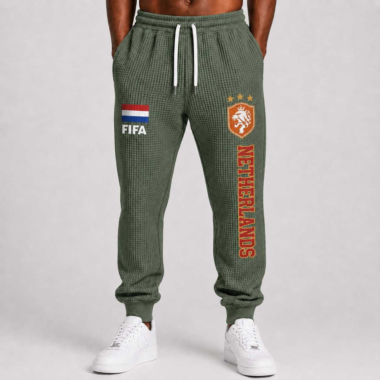 FIFA 2026 Netherlands Printed Waffle Football Fan Pants