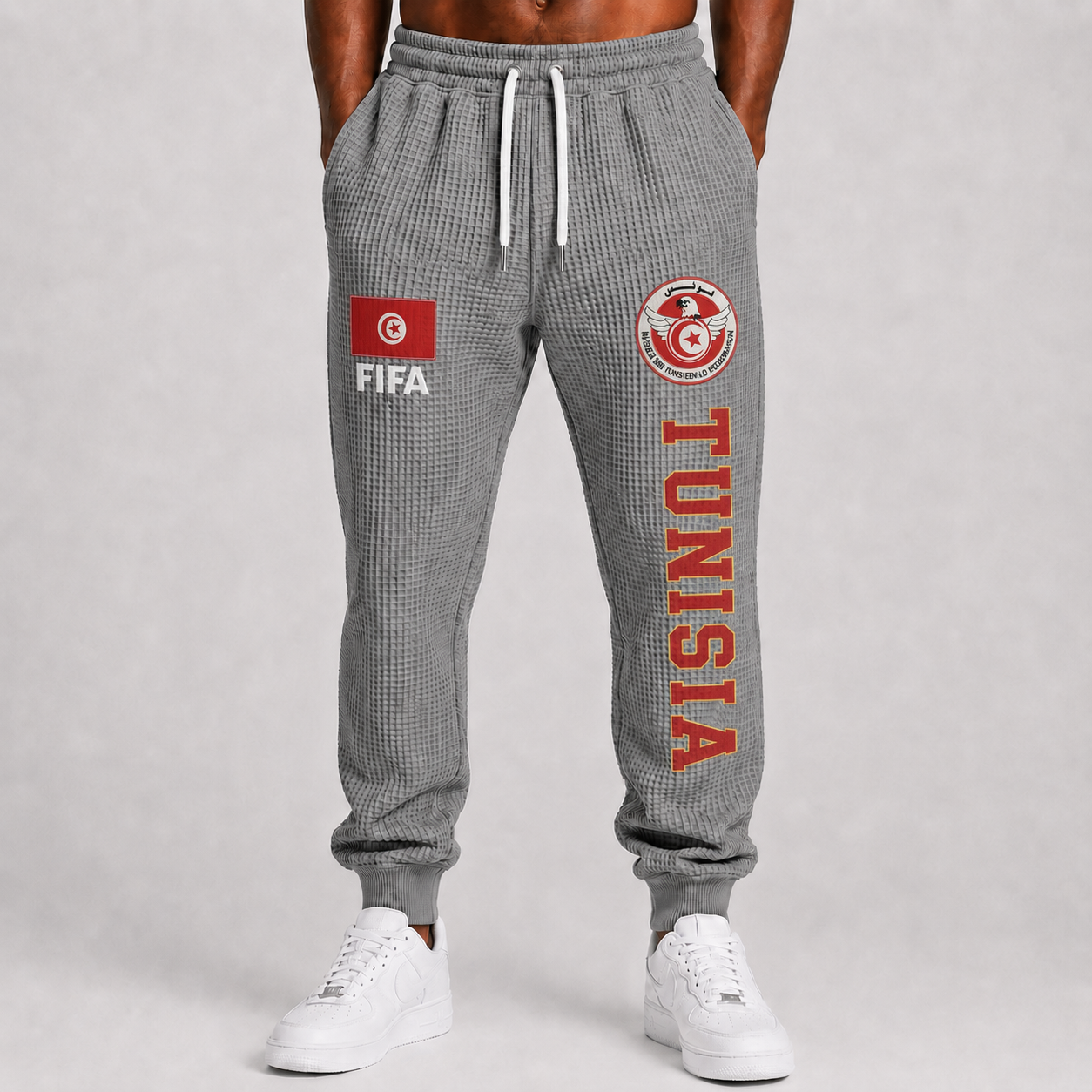 FIFA 2026 Tunisia Printed Waffle Football Fan Pants