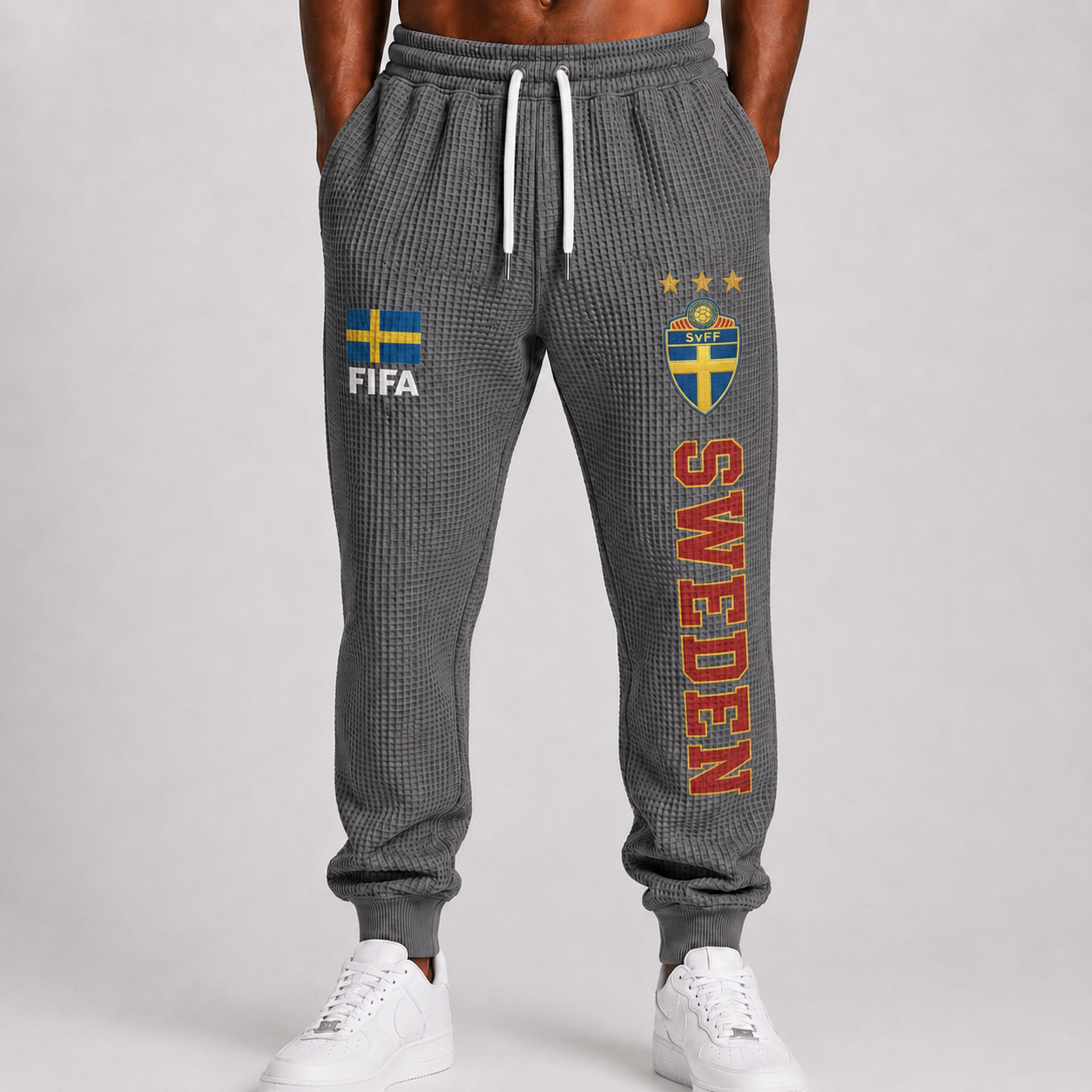 FIFA 2026 Sweden Printed Waffle Football Fan Pants