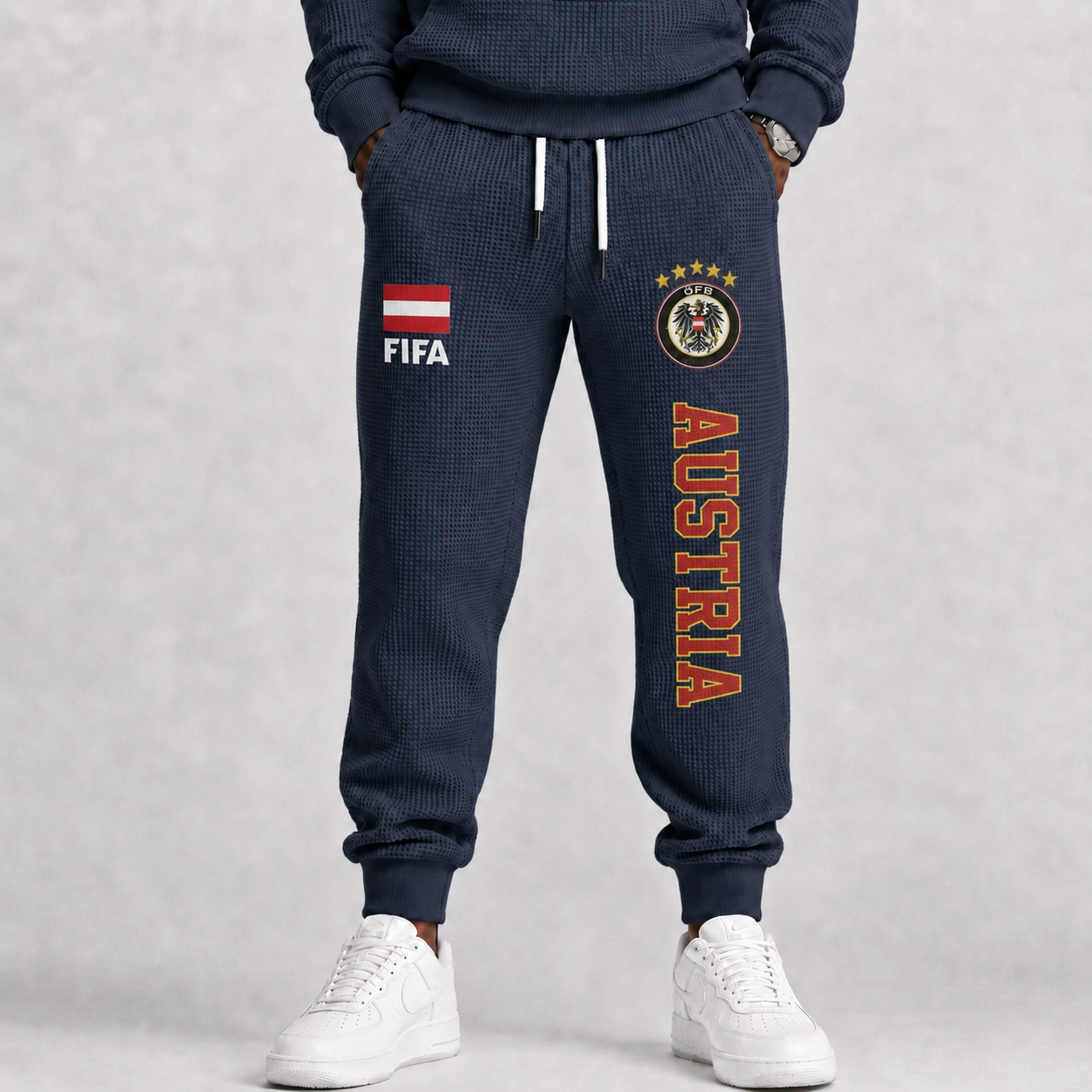 FIFA 2026 Austria Printed Waffle Football Fan Pants