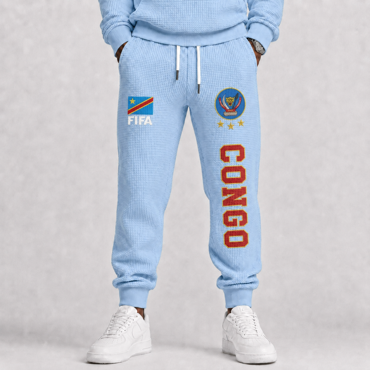 FIFA 2026 Democratic Republic Of The Congo Printed Waffle Football Fan Pants