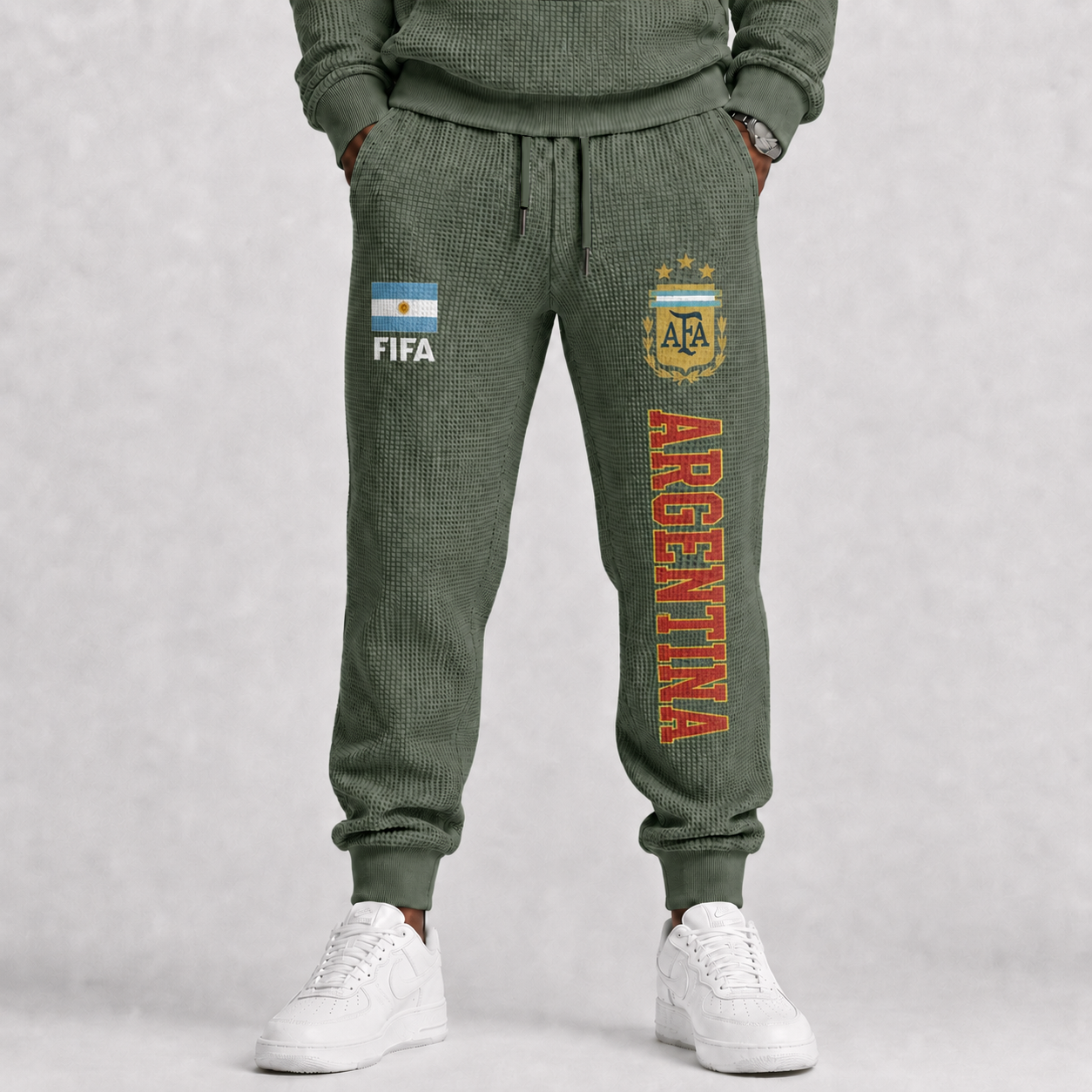 FIFA 2026 Argentina Printed Waffle Football Fan Pants