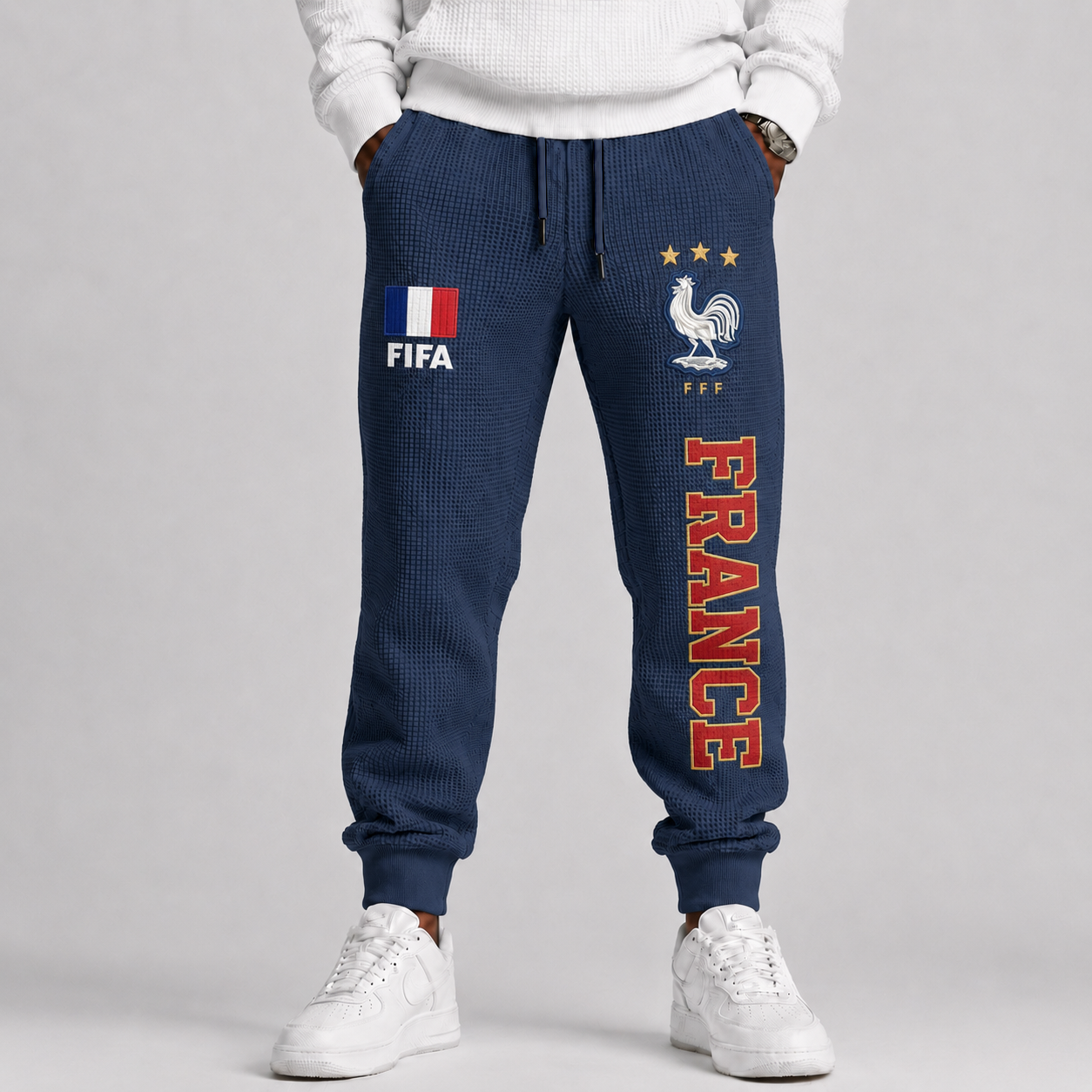 FIFA 2026 France Printed Waffle Football Fan Pants