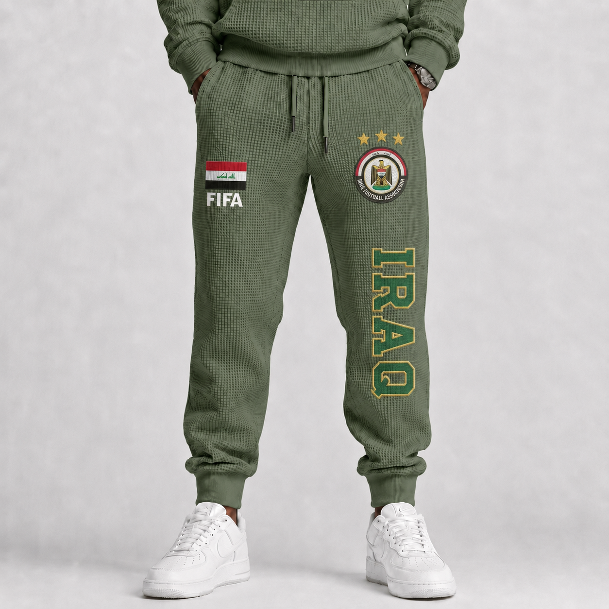FIFA 2026 Iraq Printed Waffle Football Fan Pants