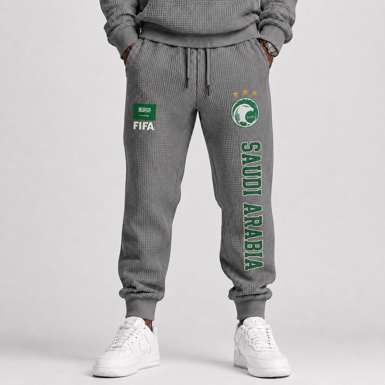 FIFA 2026 Saudi Arabia Printed Waffle Football Fan Pants