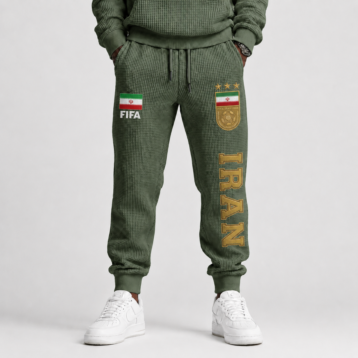 FIFA 2026 Iran Printed Waffle Football Fan Pants