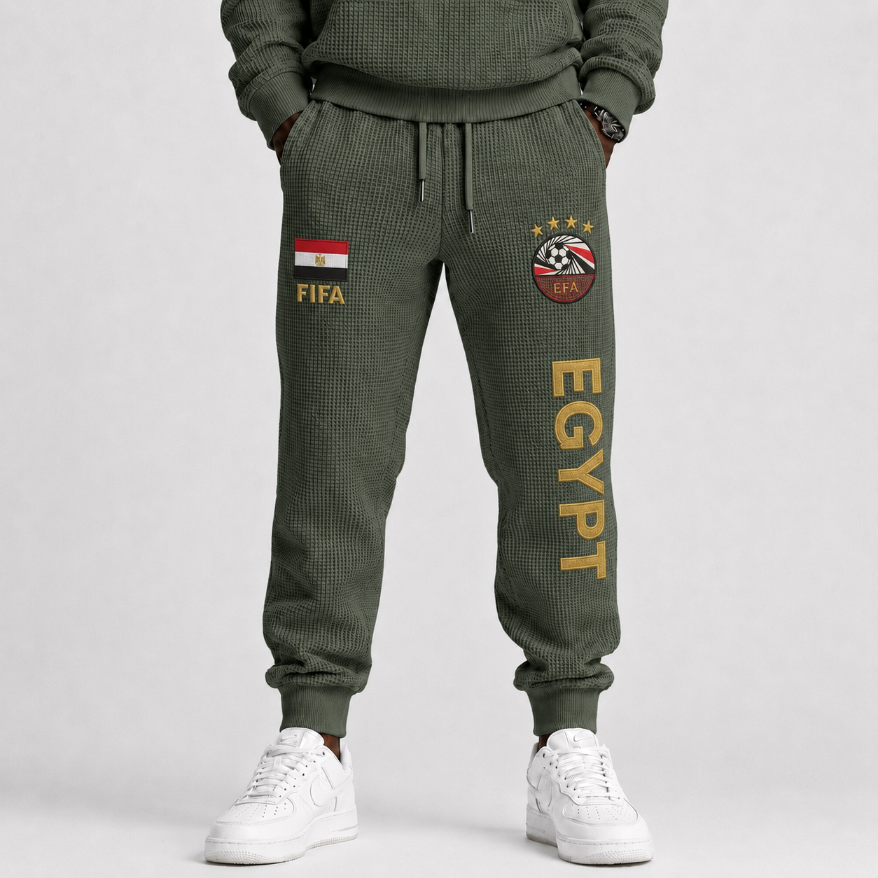 FIFA 2026 Egypt Printed Waffle Football Fan Pants