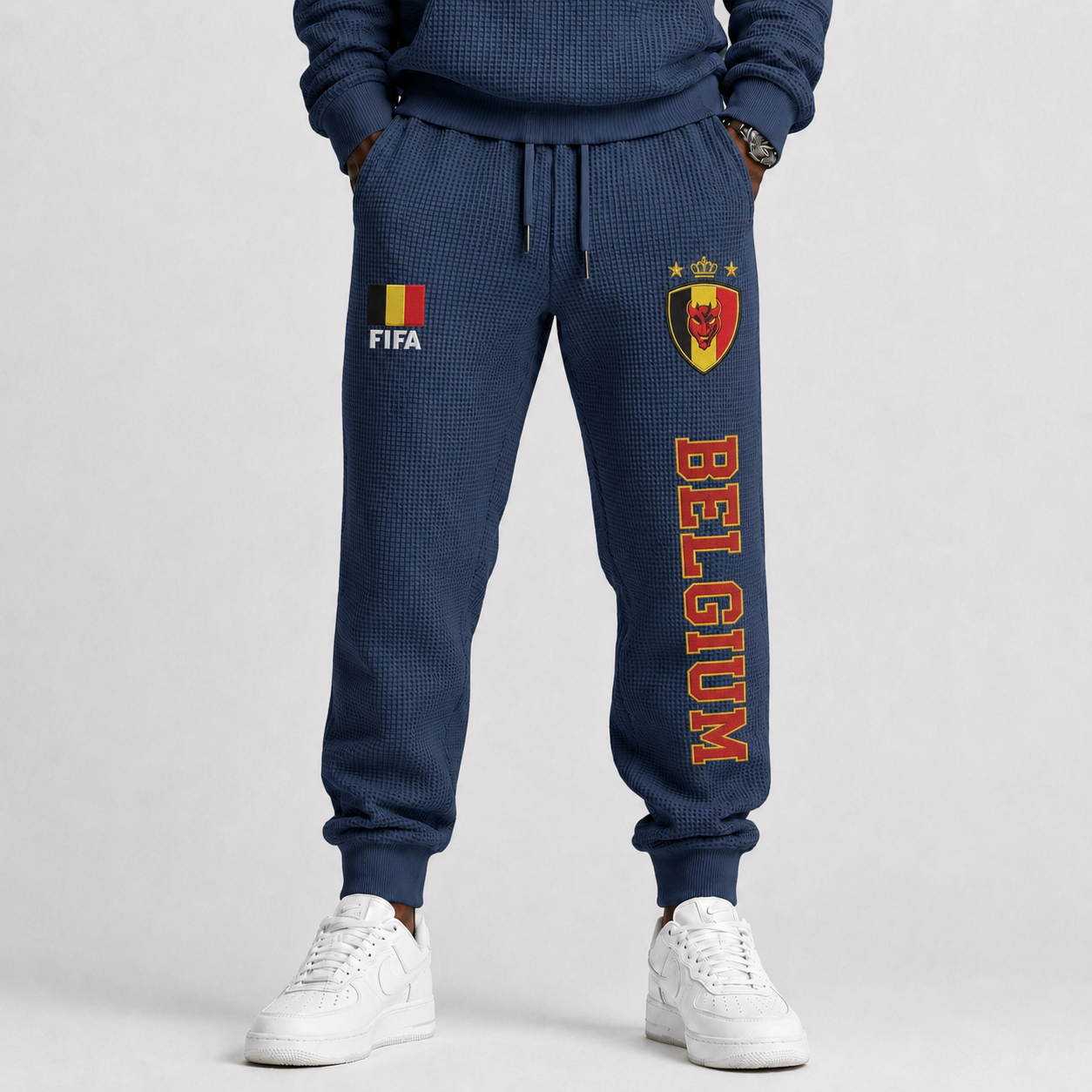 FIFA 2026 Belgium Printed Waffle Football Fan Pants