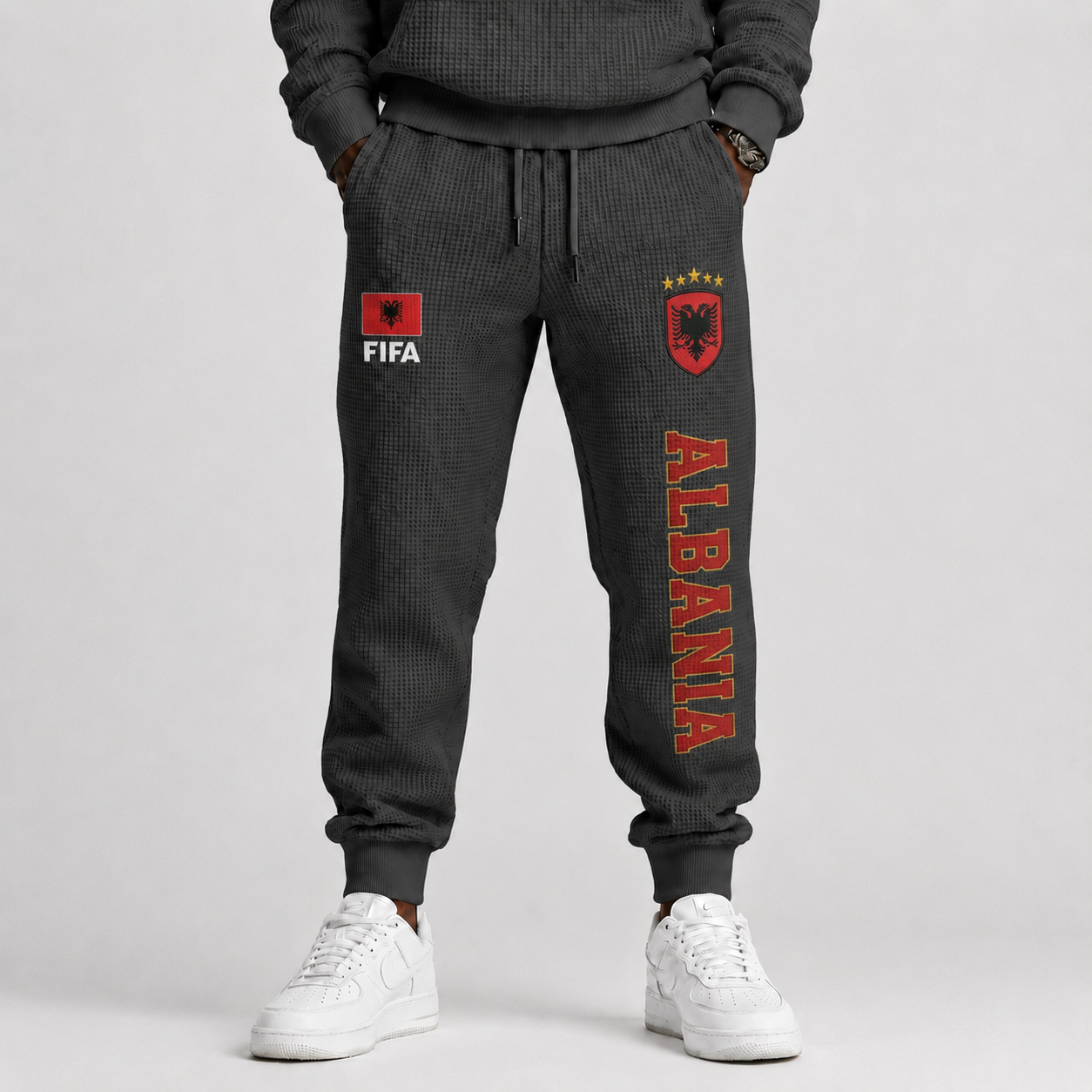 FIFA 2026 Albania Printed Waffle Football Fan Pants