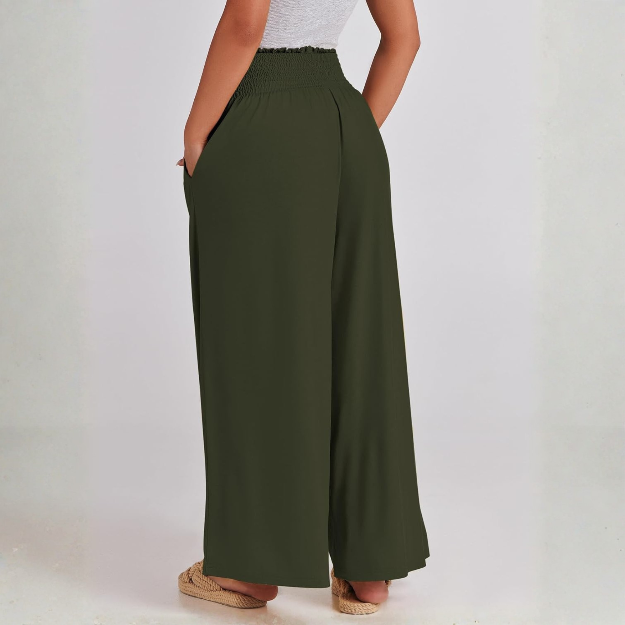 Boho Wide Leg Palazzo Lounge Pants with Pockets