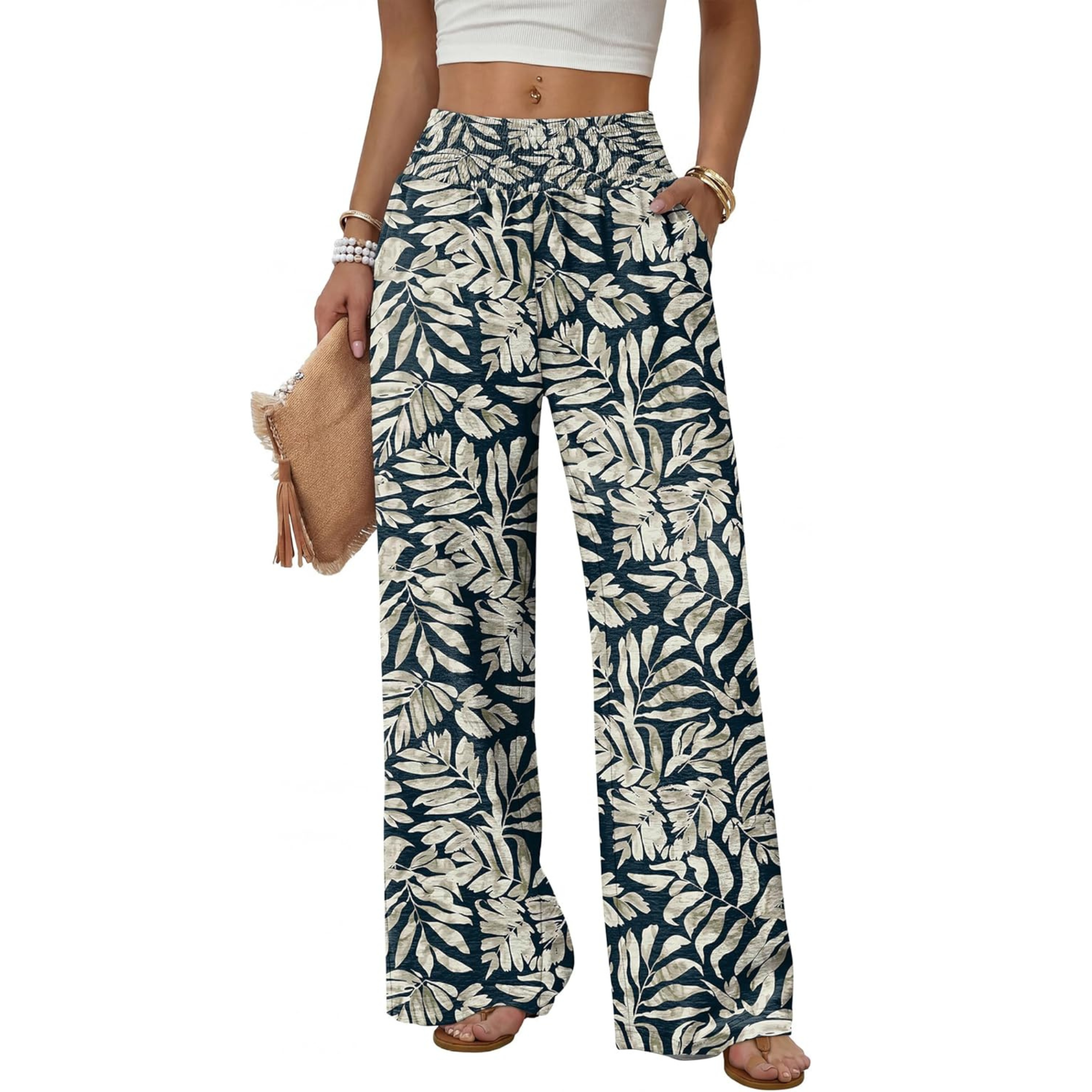 High Waist Wide Leg Lounge Pants with Side Pockets