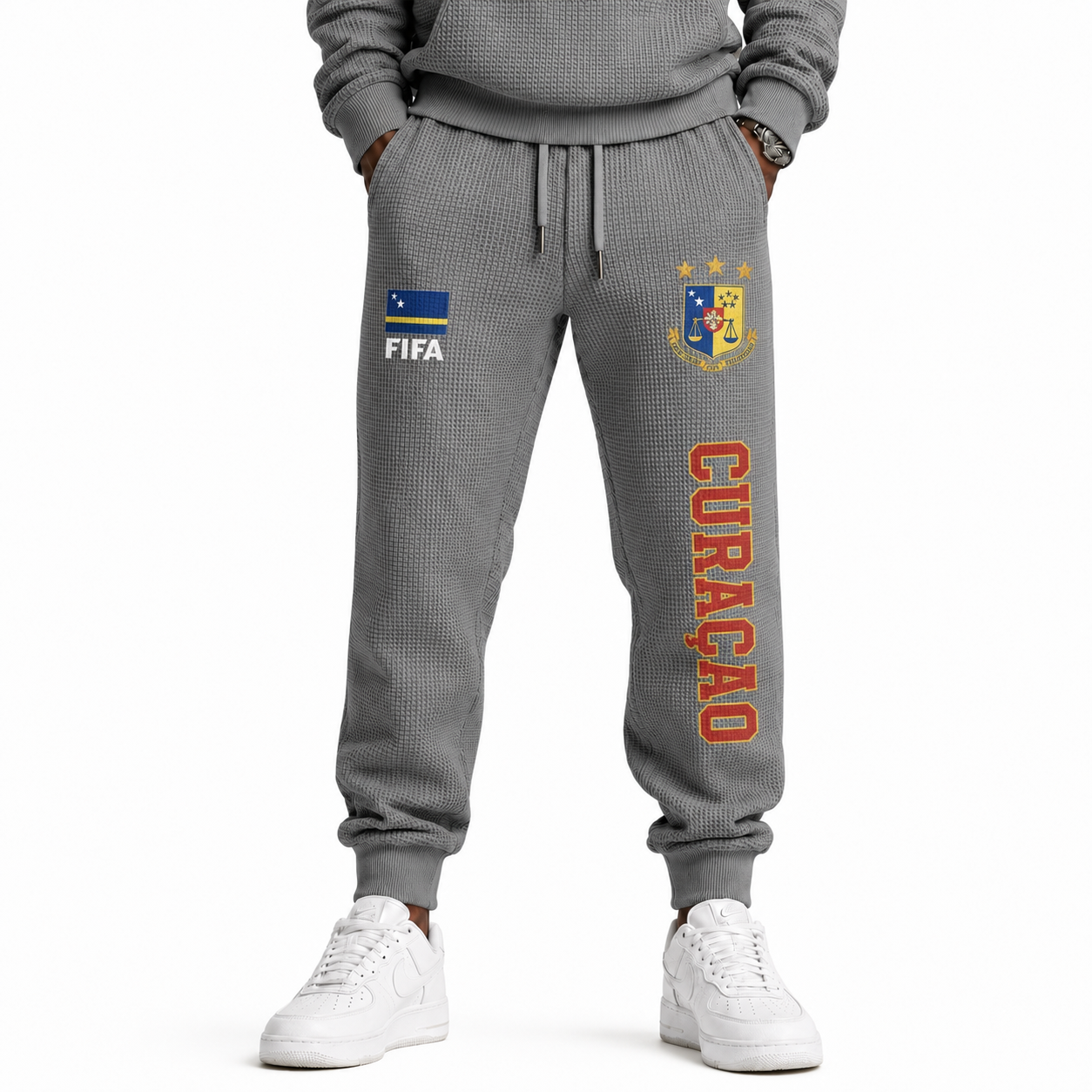 FIFA 2026 Curaçao Printed Waffle Football Fan Pants