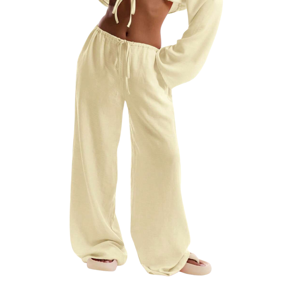 Casual Tie Front Drawstring Trousers For Women