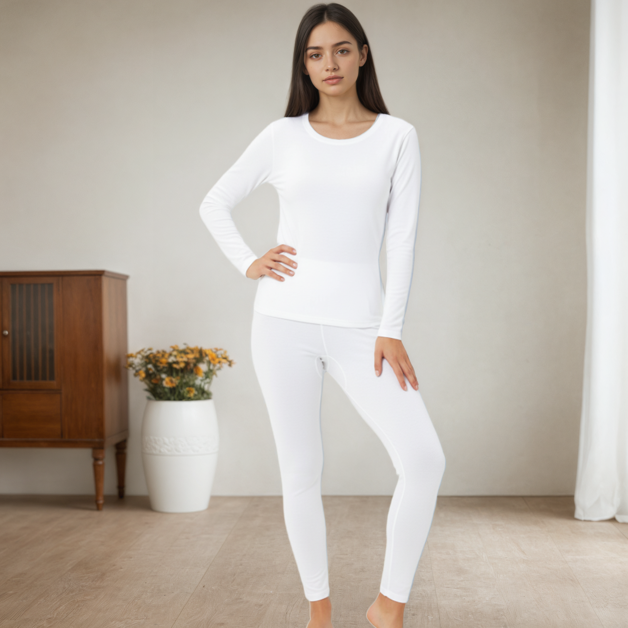 Women Thermal Underwear Set Long Johns Base Layer Top And Bottom
