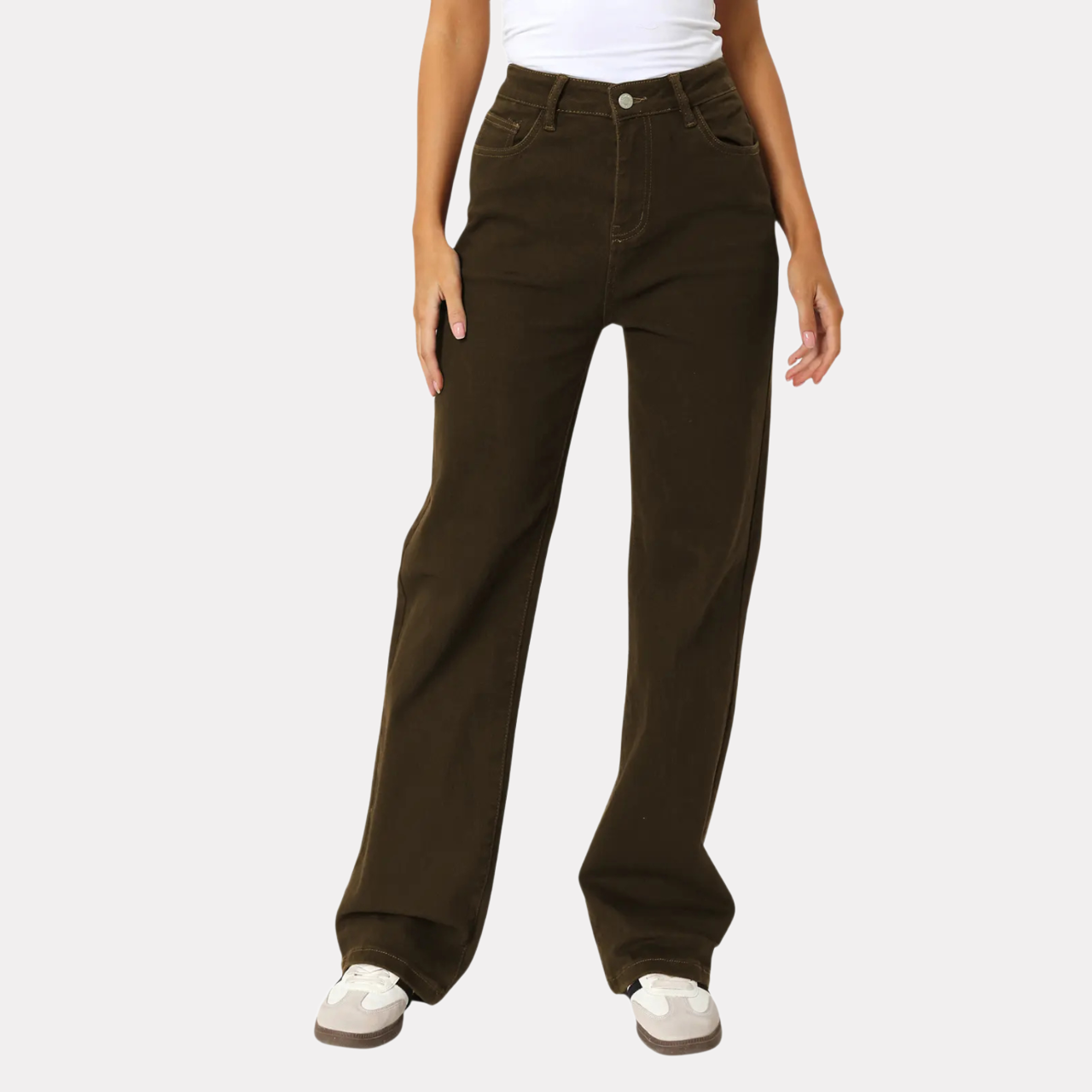High Rise Wide Fit Stretchy Jeans With Multi Pockets For Women