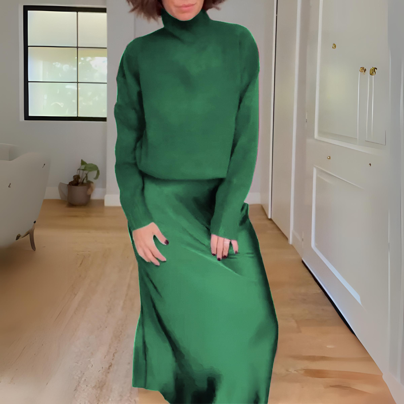 Two Piece Long Sleeve Top And Skirt Set-My Comfy Pant